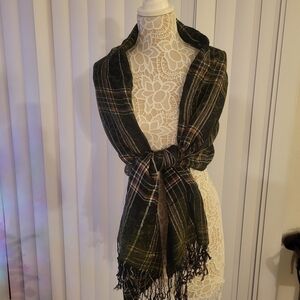 Pashmina Black and Brown Plaid Scarf